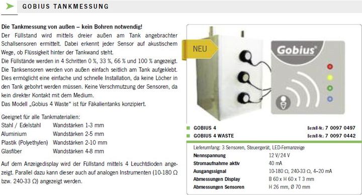 Tankgeber Gobius4 Waste 3Sensor/Anzeige - zum Schließen ins Bild klicken