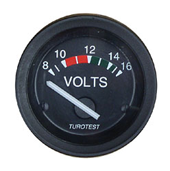 Voltmeter 8-16V 52mm rund