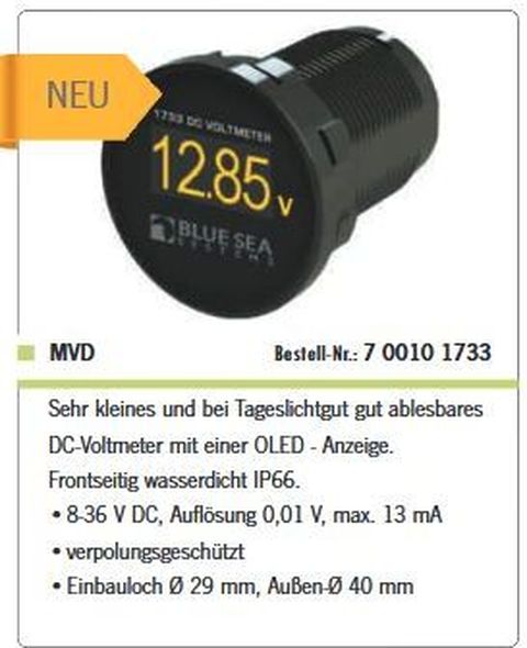 Voltmeter MVD 8-36V OLED Anzeige dm40mm