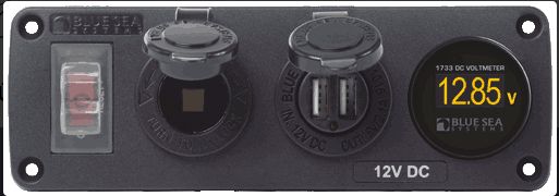 Steckdosenpanel BS4366 mit Voltmeter - zum Schließen ins Bild klicken