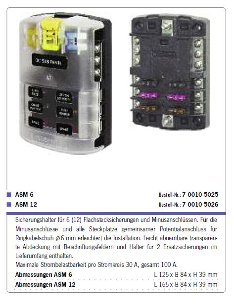 Halter für Flachsicherung ASM12 +/- -25A