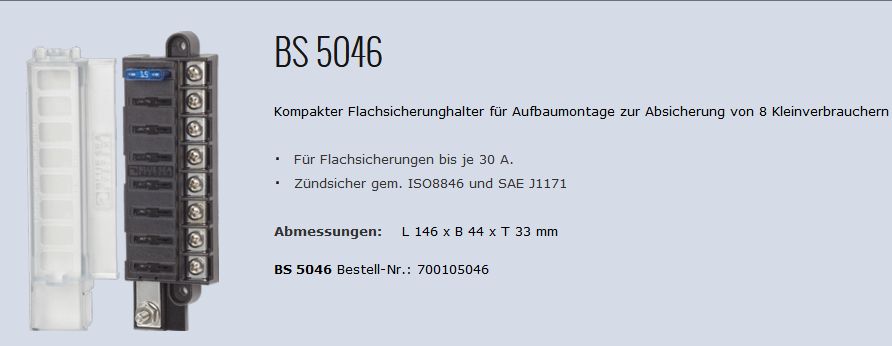 Sicherungshalter BS5046 für 8 Sicherunge