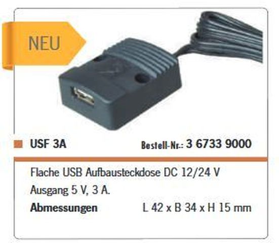 USB Aufbau-Ladesteckdose USF 3A, 5V