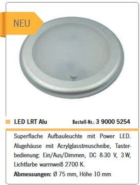 Leuchte LED LRT dm75x10mm 8-30V alu
