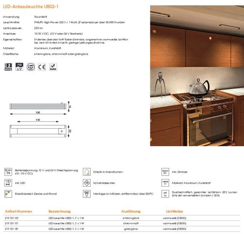 LED Anbauleuchte UB02-1 go-glanz 3x1W ww