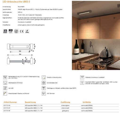 LED Wandleuchte UB02-3 go-glanz 3x1W ww