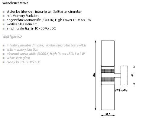 LED Wandleuchte W2 chrom-matt 6x1W ww