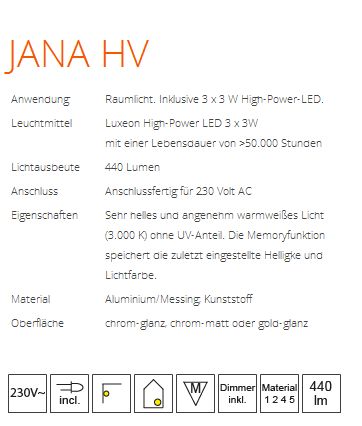 LED Wandleuchte JANA-HV gold-glanz 230V