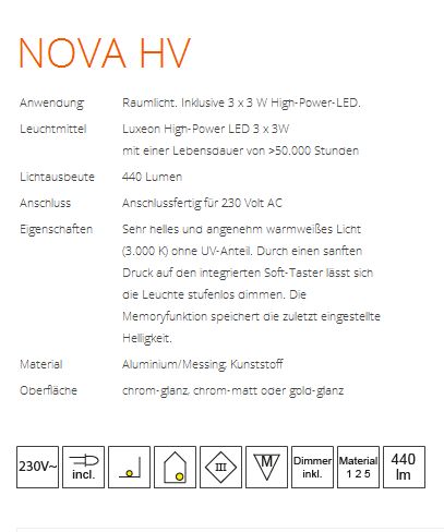 LED Wandleuchte Nova HV gold-glanz 230V