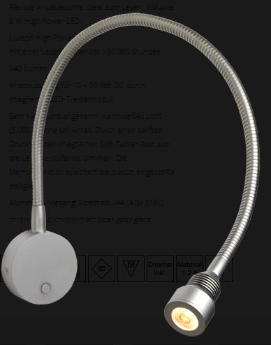 LED Flex 01-1 chrom-matt 500mm 25°ww