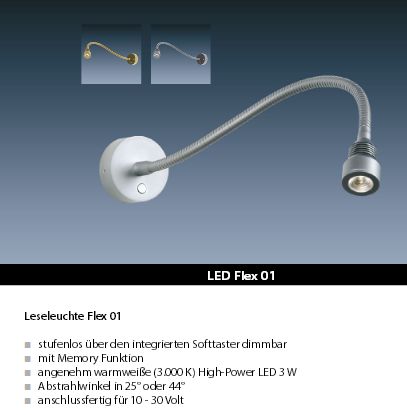 LED Flex 01 chrom-matt 500mm 3W 44°ww