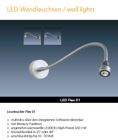LED Flex 01 chrom-glanz 300mm 3W 25°ww