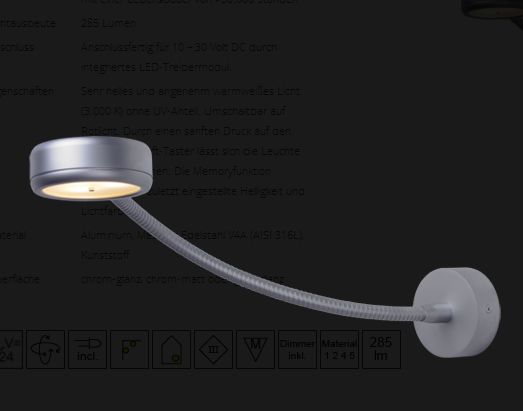 LED Flex05 chrom-glanz 300mm 3x1W rot/ww