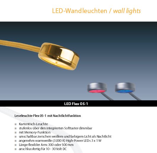 LED Flex 05-1 chrom-matt 300mm 3x1W r/w