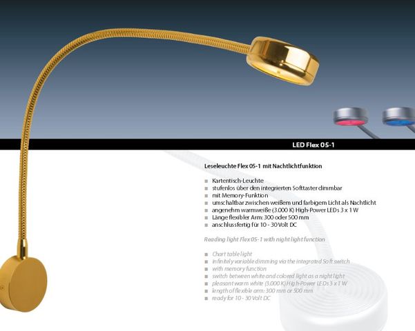 LED Flex 05-1 gold-glanz 300mm 3x1W b/w