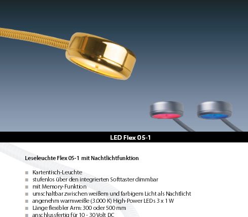 LED Flex 05-1 chrom-matt 500mm 3x1W b/w