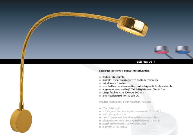 LED Flex 05-1 gold-glanz 500mm 3x1W b/w