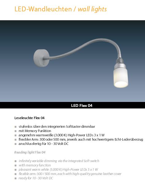 LED Flex 04 chrom-glanz 500mm 1x3W wweiß