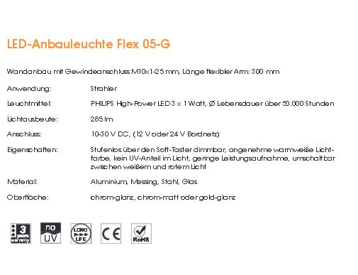 LED Flex 05-G gold-glanz 3x1W blau/wweiß