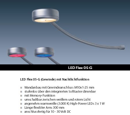 LED Flex 05-G chrom-glanz 3x1W rot/wweiß