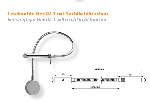 LED Flex07-1 chrom-matt 300mm rot/wweiß