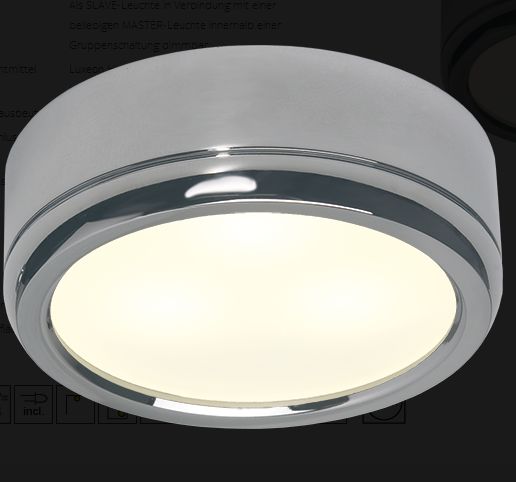 LED D3-1 Slave dm90mm chrom 6x1W wweiß