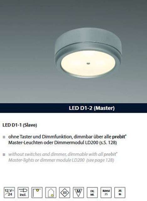 LED D1-2 Master dm60mm chrom 3x1W wweiß