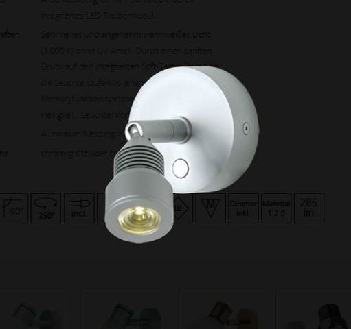LED Strahler R5 chrom-matt 3W 44°ww - zum Schließen ins Bild klicken