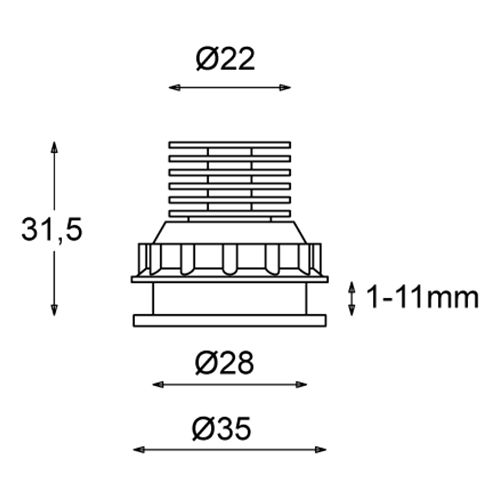 LED EB01-1 dm35mm chrom-matt 25° 3W wwei