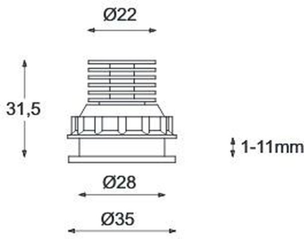 LED EB01-1 dm35mm gold-glanz 44° 3W wwei