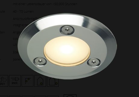 LED EB13 dm 60mm niro IP67 1W warmweiß
