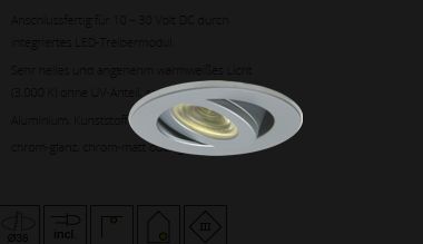 LED EB02-1 dm44mm chrom-matt 44° 3W wwei