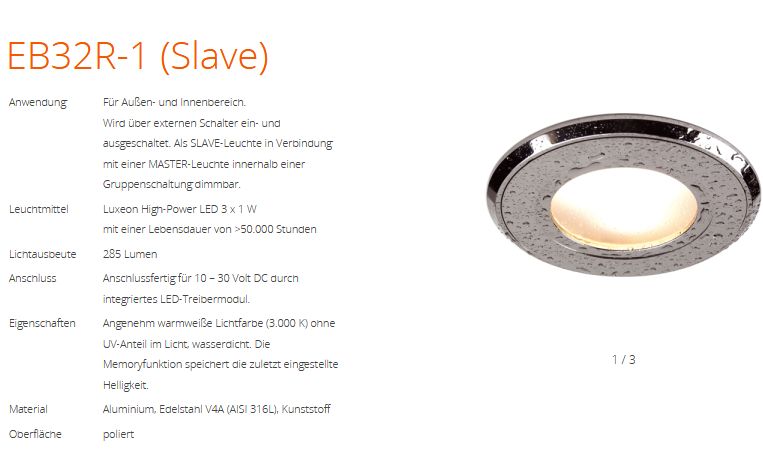 LED EB32R-1 Slave dm85mm IP67 niro wweiß