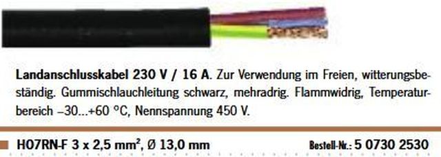 Kabel HO7RN-F 3x2,5mm² schwarz dm13mm