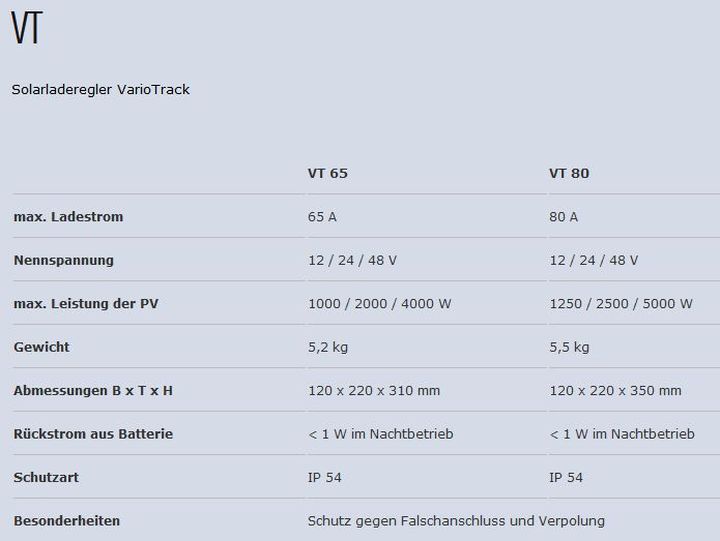 Solarregler Vario Track VT80 12/24/48V - zum Schließen ins Bild klicken